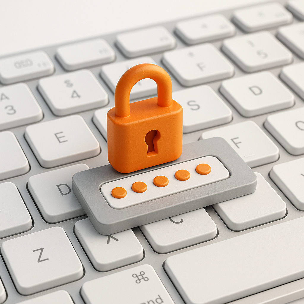 Clavier avec cadenas en surimpression orange